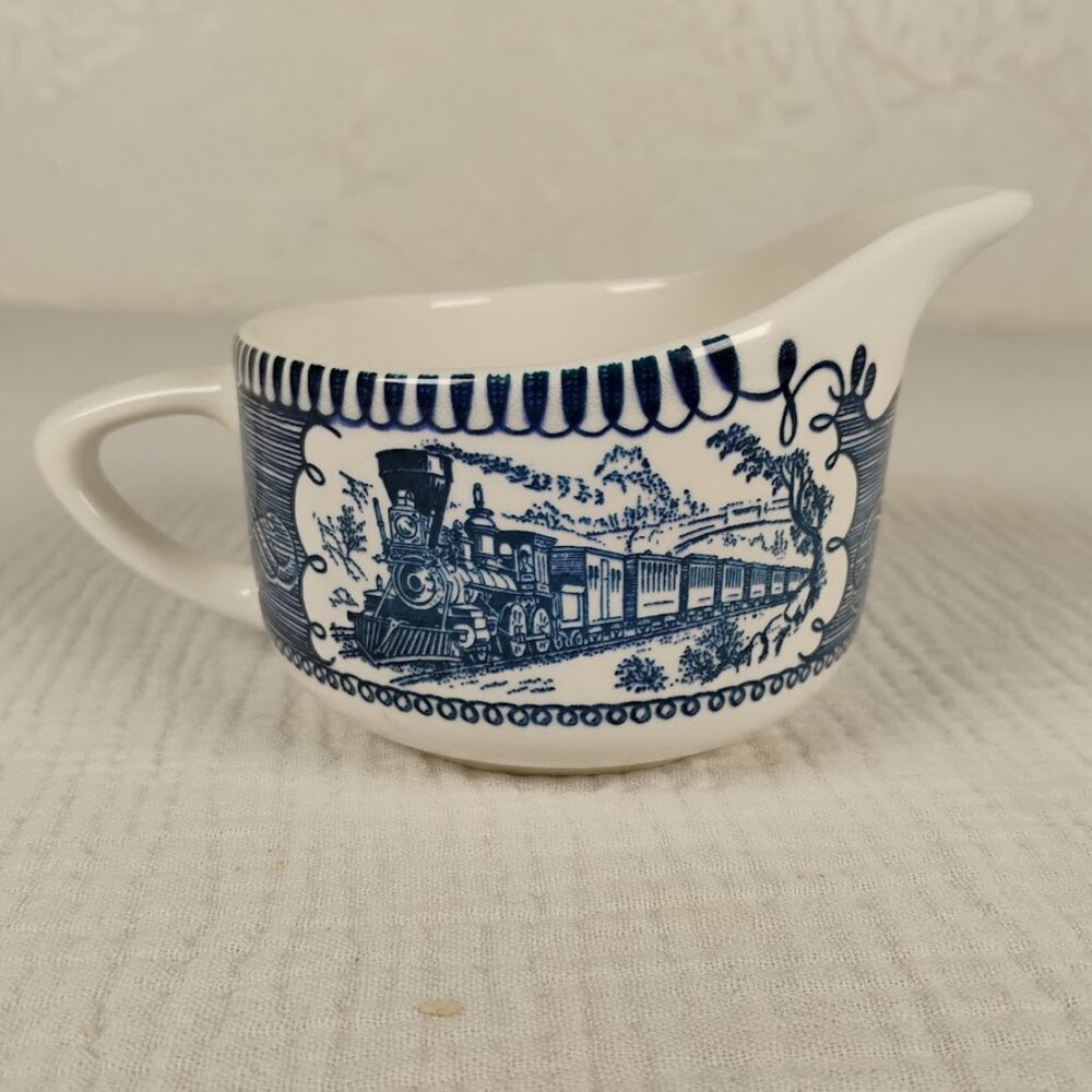Currier & Ives Blue Creamer Dish Replacement Piece